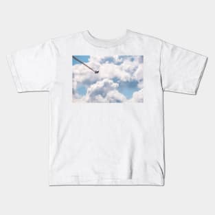 Biplane Flying into the Clouds Kids T-Shirt